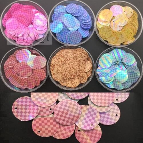20mm 35g 320pcs Pvc Flat Round Loose Plaid Sequins PailletteS Sewing Wedding Crafts, Women DIY Accessory, Lentejuelas Para Coser