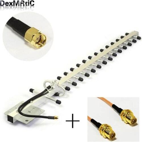 3G yagi 25dBi high gain RP-SMA male outdoor antenna + 1pc RP-SMA Female Connector to RP-SMA Female RG316 Cable 15CM