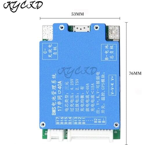 Balance Board BMS 17S 60V 40A Li-ion Lithium 18650 Battery Pack Charge Protection Board Support GPS/Temperature Control Module