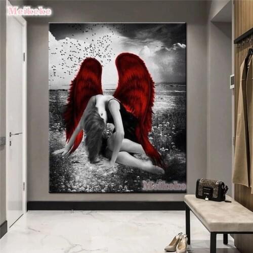 Hot sale Red wing fallen angel 5D Diamond Painting Cross Stitch Full Diamond Painting Home Decor DIY Diamond Embroidery