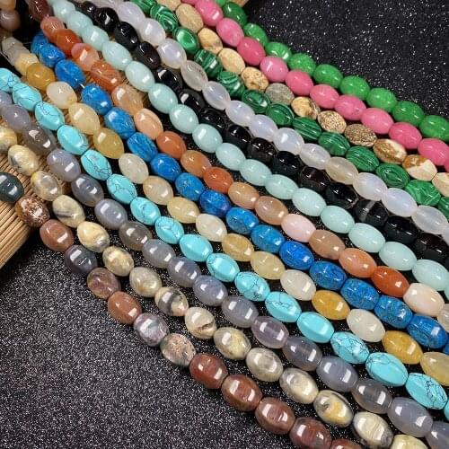 Natural stone Beads Rice Shape Loose Beads 10x14mm For Jewelry Making DIY Bracelet Necklace Accessories