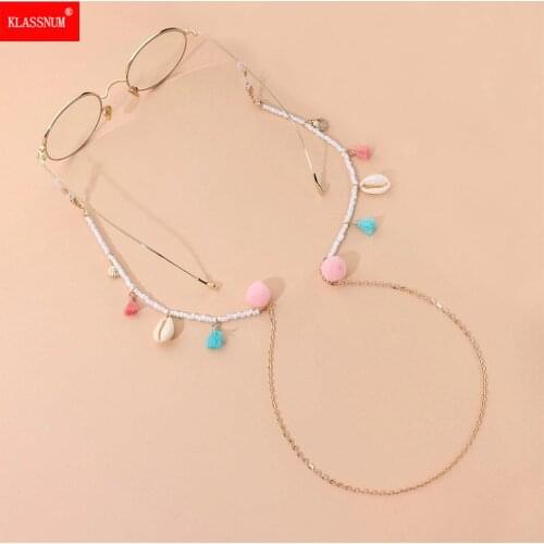 1PCs Beads Eyeglasses Chains with Shell Tassel Women Reading Glasses Sunglasses Strap Cord Holder Face Mask Neck Head Band New