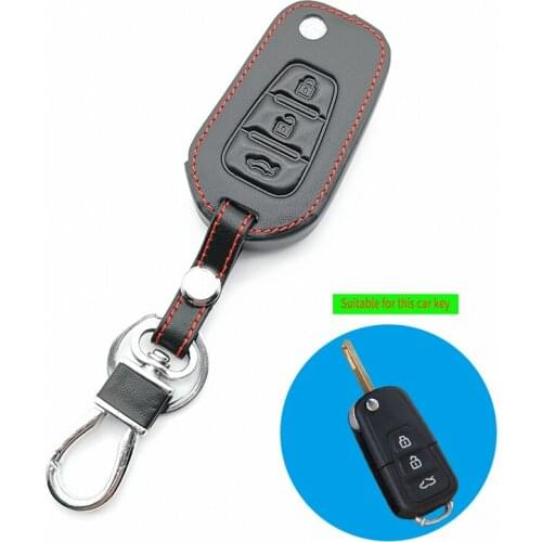 Classic Style 100% leather remote control key cover case protection bag folding for LiFan X60 3 Buttons Auto Accessories