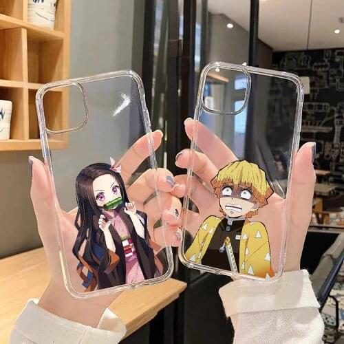 Demon Slayer Kamado Nezuko Phone Case For iphone 5 5s se 2 6 6s 7 8 12 mini plus X XS XR 11 PRO MAX transparent painting coque