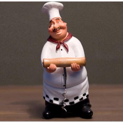 Decoration Cartoons Resin Chef Small Decorative Items Ornaments Vintage For Kitchen Bar Café Creative Opener Message Board Salt
