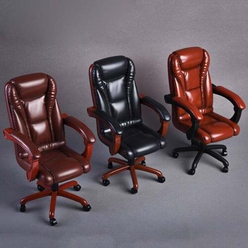 1/6 Scale Boss Chair Wooden Swivel Chair Model for 12in Action Figure Accessories Scene Toy