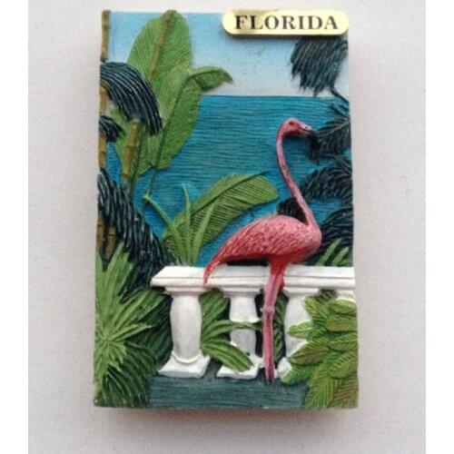 Handmade Painted Florida Flamingos Resin 3D Fridge Magnet U.S Tourism Souvenirs Refrigerator Magnetic Stickers Home Decor