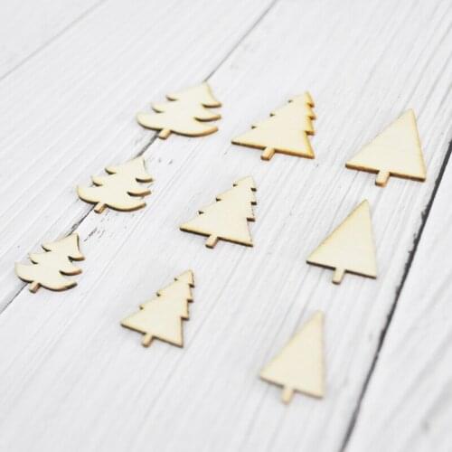 Happymems 36/180pcs Cute Christmas Tree Wood Shape Wooden Home Decoration Wood Stick DIY For Scrapbooking Crafts