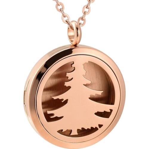 IJP0002 Aromatherapy Jewelry Christmas Tree Memorial Oil Locket Stainless Steel Essential Oil Perfume Locket Pendant Necklace
