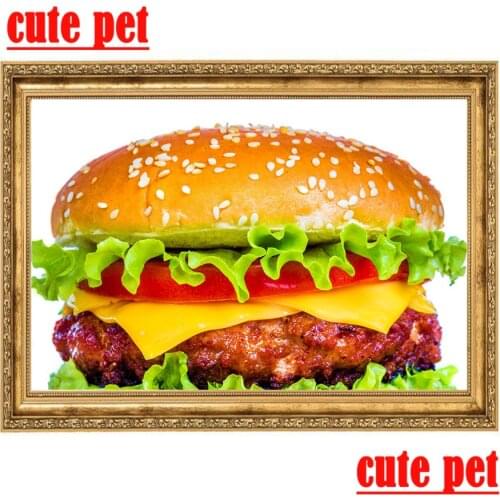 Artwork 3D Cross Stitch puzzle hamburger DIY puzzle Diamond Embroidery painting Full diamond painting square Rhinestone Mosaic