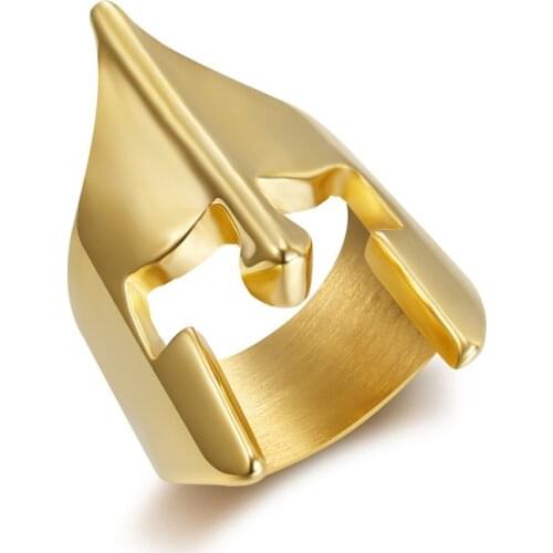 Stainless Steel Ring Party Spartan Helmet Rings Hip Hop Rock Punk Men Jewelry Black&Silver Color
