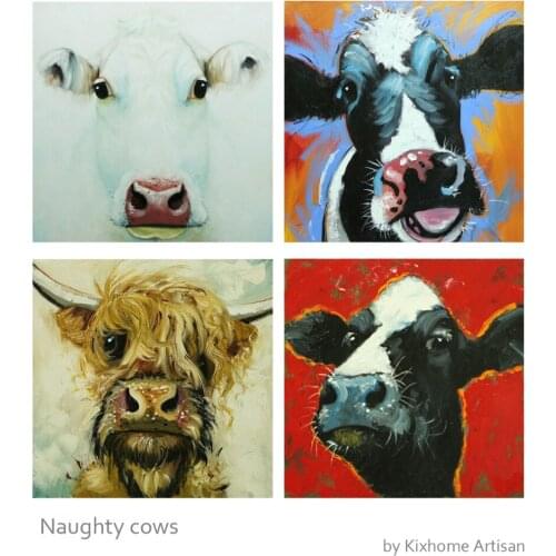 Cow painting on Canvas Original Cow art farm animal painting palette knife oil painting Wall Art Picture for living room kixhome