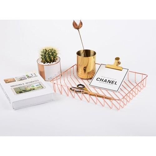 Hot Nordic Metal Makeup Storage Makeup Organizer Tray Dessert Jewelry Display Storage Box