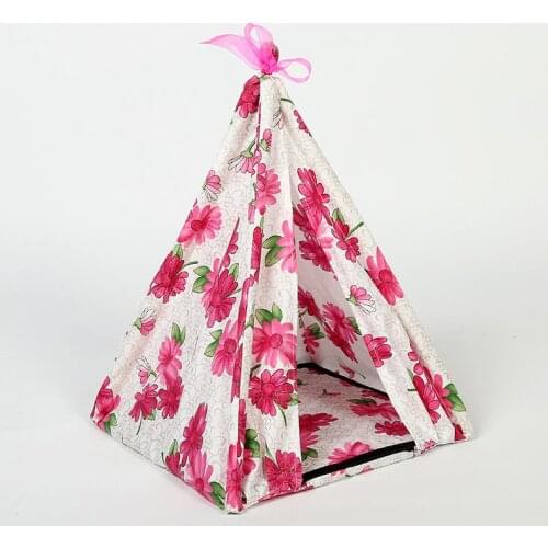 Fashion Triangle Tent Pet Nest Fresh Small Wild Chrysanthemum Pointed Top Large Medium Small Dog Oxford Cloth Nest Pet House