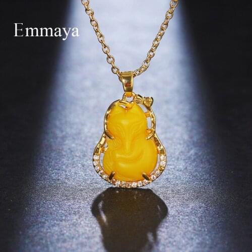 Emmaya Fashion Jewelry With Cute Fox Design Gold Necklace In Wedding Party Eye-catching Decoration For Women Shiny Glass Gift