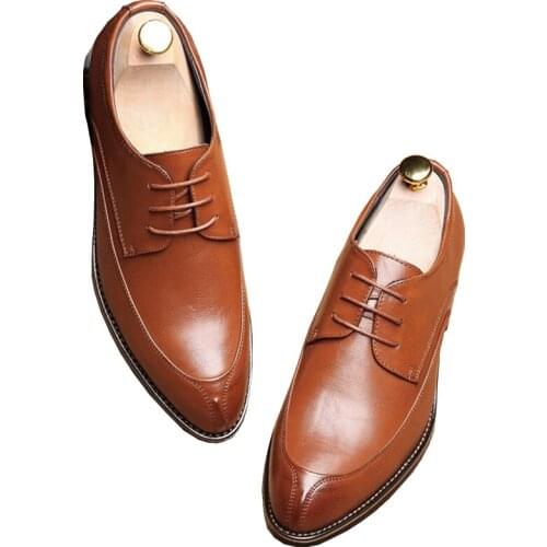 New Men Dress Shoes Formal Shoes for Men Handmade Business Wedding Shoes Genuine Leather Lace-up Male Fashion Office Footwear