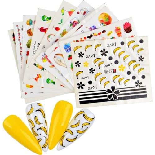 1 PC Fruit-Flavored Ice-Cream Nail Stickers Cake Transfer Decals Cartoon Series Gel Polish Sliders Nail Art Decoration