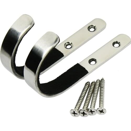 1Pair Gun Wall Mount Storage Rack J-Hook Rifle Shotgun Hangers Set Anti-Scratch Stainless Steel Gun Rack Holder