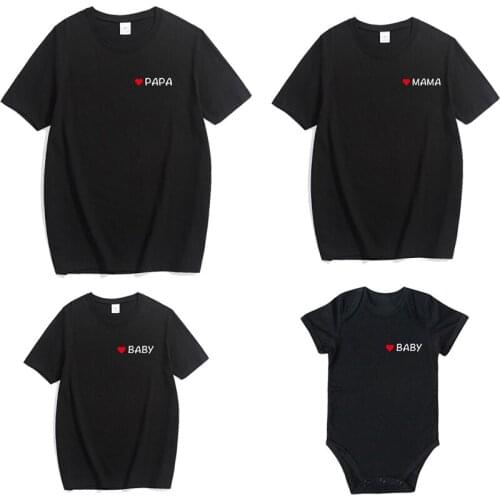 PAPA MAMA BABY Family Matching Clothes Mother Daughter Outfits Cotton T-shirts Family Look Cotton Mother Father Son Clothing