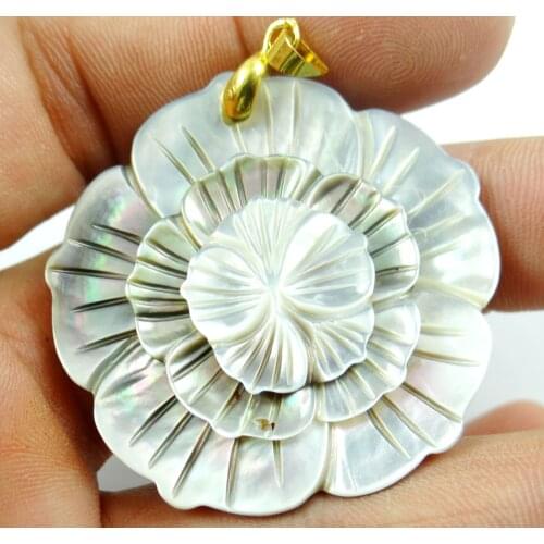 2pc Natural Freshwater flower Shell Necklace Pendants For Jewelry Making Charms Pendants 38*25MM P355