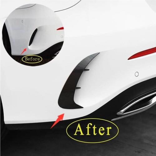 Pair For Mercedes for Benz A Class W177 A35 A180 A260 A200 A220 Sedan 2019+ Rear Bumper Side Cover Trim Carbonfiber/Glossblack