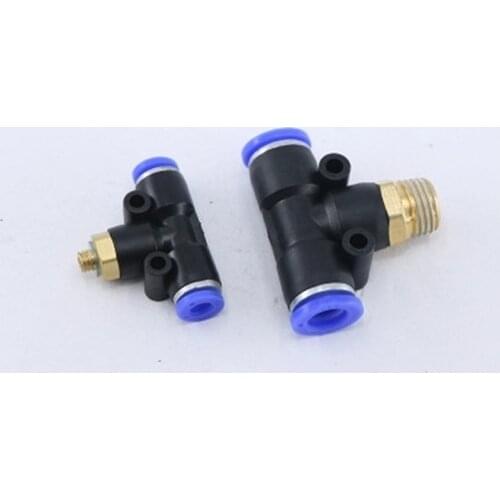 PB Air Connector Fitting T Shape Tee 4mm 6mm 8mm 10mm 12mm Hose Pipe 1/8" 1/4" M5 3/8" 1/2" BSPT Male Thread Pneumatic Coupler