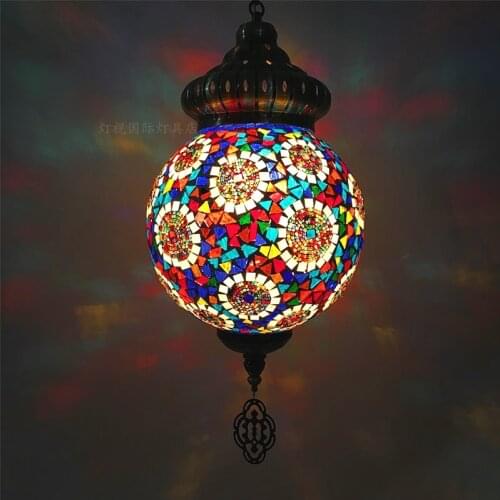 Moroccan Turkish Style Retro Vintage Pendant Light E27 Base Mediterranean Style Decoration Mosaic Hanging Lamp