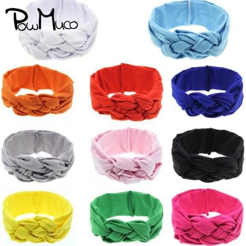 Powmuco Solid Color Handmade Crossed Knot Children Elastic Hairband DIY Clothing Decoration Fashion Infant Headband Holiday Gift