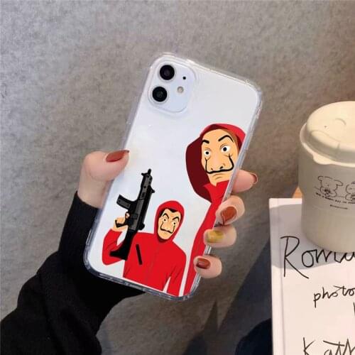 JAMULAR Spain TV La Casa de papel Clear Phone Case For iPhone 11 Pro XS MAX X XR SE 2020 7 8 6 Plus Money Heist Soft Back Cover