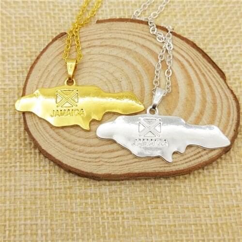 Drop Shipping Wholesale Trendy Jamaica Map Necklace Women Geometric Necklace Gift Charm Jamaican Jewelry Gold Color
