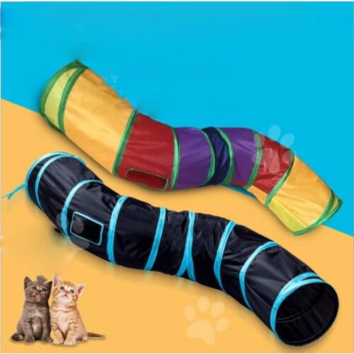 S Shaped Cats Tunnel Toys With Ball Rainbow Foldable Funny Kitten Channel Educational Interactive Tubes Playing Collapsible Toy