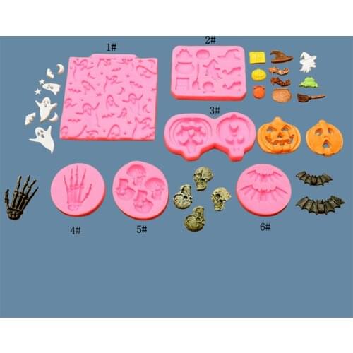 Halloween Elements Pumpkin Skeleton Silicone Fondant Cake Decorating Mold Chocolate Molds Baking Tools Kitchen Accessories