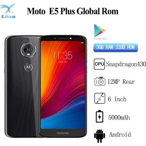 MOTO E5 PLUS 6.0Inch 3GB RAM 32GB ROM Cellphone Dual Camera Snapdragon 430 Octa Core 12.0MP+5.0MP 5000mAh 4G LTE Smartphone