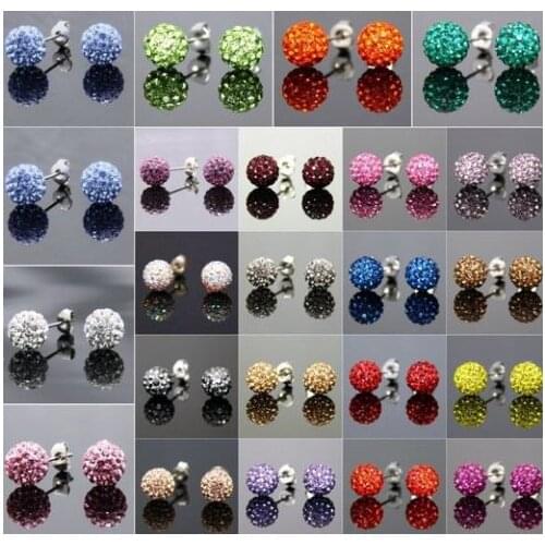Mixed White 10MM Micro Disco Ball Earrings Woen Stud Earrings Jewelry Free Shipping Rhinestone grd3 crystal crystal