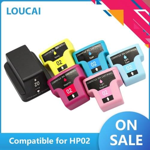 Luocai Compatible Ink Cartridges For HP02 hp02 HP-02 For HP C5140 C5150 C5180 C5185 C6150 C6180 D7155 D7160 D7345 D735 Printer