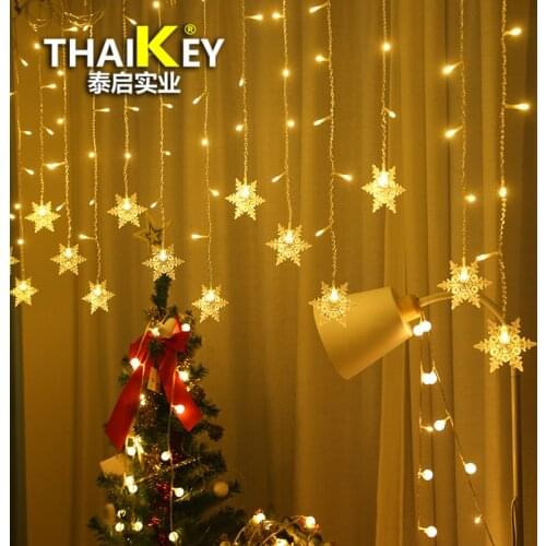 3.5M LED Curtain Icicle String Light 96LEDs SNOWFLAKE Drop Party Garden Stage Outdoor Decorative Christmas Garland 220V 110V