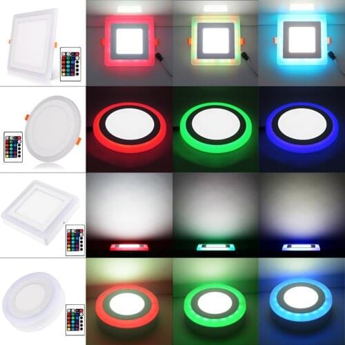 Tsleen LED Panel Light Slim Recessed Ceiling Lamp Round Square White+Hotel Colorful RGB Gallery Parlour Lighting 3W 6W 12W