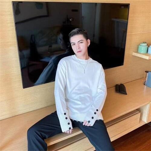 High-quality autumn and winter solid color sweater mens slim personality thin pullover sweater long sleeve pullover sweater