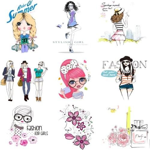 Iron on Transfer for Clothing Thermoadhesive Patches Stickers Diy Girls Patch Textile Vinyl Stripes Thermotransfer for Clothes C