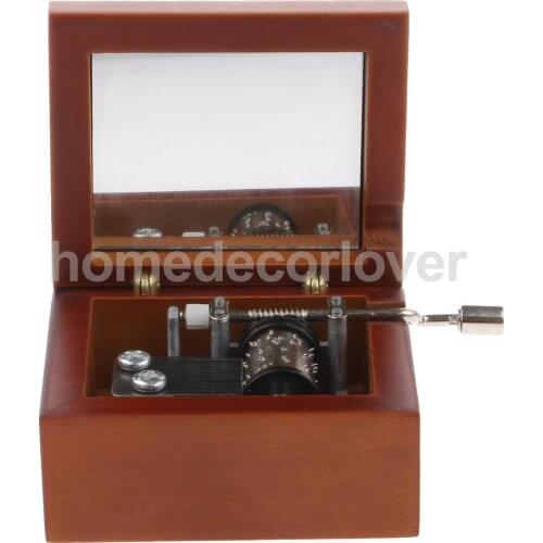 Vintage Wooden Hand-cranked Music Box Clockwork Music Box with Love Story Tune Craft Collectibles