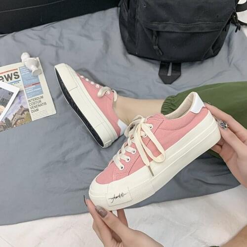 Woman Flat Platform White Canvas Casual Shoes Vulcanize Shoes Womens Sneakers Girls Student High Top 2021 Fashion Walking