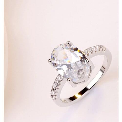 2021 Big Oval White Zircon Wedding Rings For Women Trendy Rose Gold/Silver Color Bride Female Jewelry Engagement Party Gifts