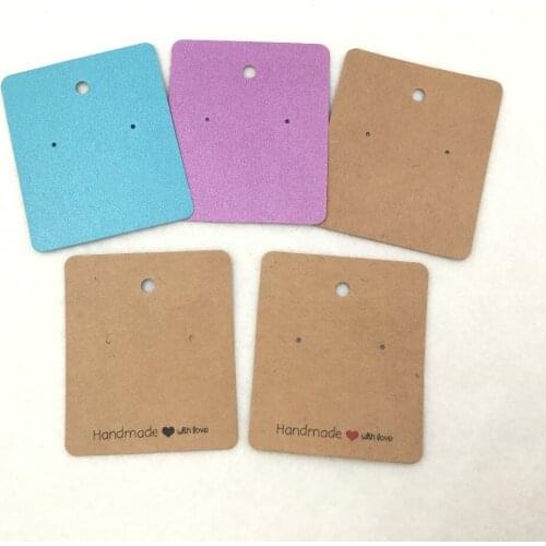 100pcs Kraft Paper Handmade with Love Earring Cards,7*6cm New Style Jewelry Accessory Displays Cards,Earring Packing Paper Card