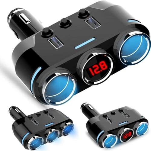 3.1A 100W Car Cigarette Lighter Socket Splitter Plug 12V-24V Car Charger LED USB Charger Adapter Fast Charging For Phone MP3
