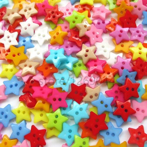 50PCS Clothes Sewing Accessories 2Holes Star Flatback Colorful Cartoon Buttons Botones Craft Buttons MINI 12mm