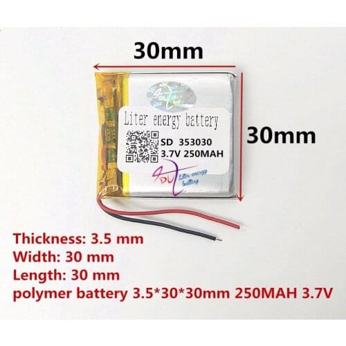 Free shipping)(5pieces/lot) 353030 250mah 3.7V lithium polymer battery quality goods of CE FCC ROHS certification authority