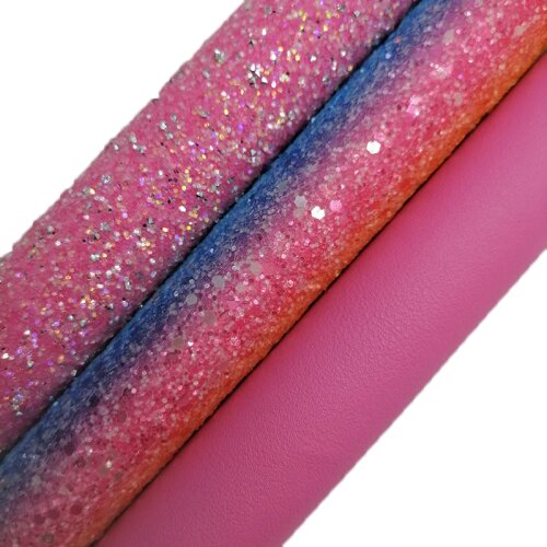 Rose Diamond Glitter leather, Rainbow Glitter Vinly leather, nappa Faux Leather Sheets For Bow A4 21x29CM Twinkling Ming KM624
