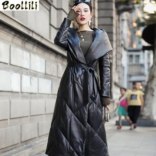 Boollili 2020 Genuine Leather Jacket Winter Coat Women Warm Down Jacket Women Long Real Sheepskin Coat Chaqueta Mujer