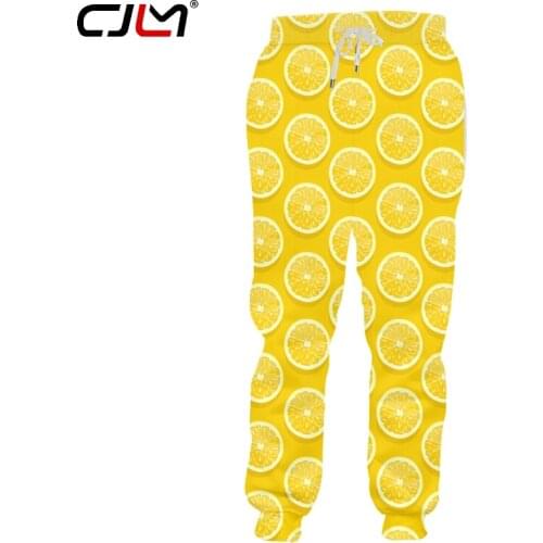 CJLM 3D Fruit lemon Yellow Mens Sweatpants Printed Fresh Theme Man Trousers Unisex Large Size Casual Pants