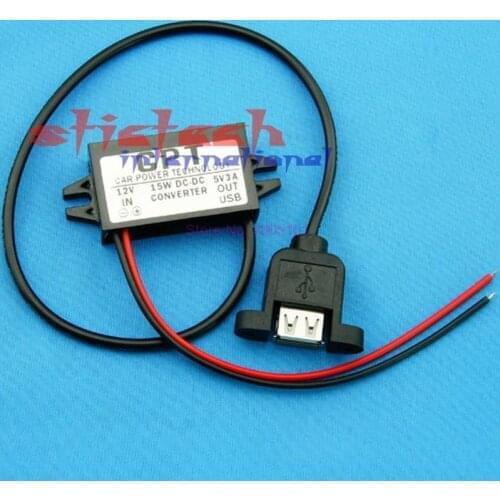 By dhl or ems 200 pieces wholesale new DC DC Converter Module 12V To 5V 3A 15W Duble USB Output Power Adapter